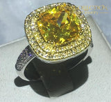 Cushion Cut Ring - Yellow Stone Rings