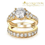 2 Carat 18k Yellow Gold Filled Wedding Set/Double Ring - Avas Collection