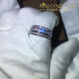 18K White Gold Filled Band Ring For Men Rings