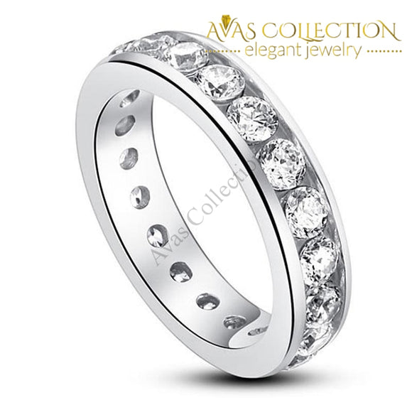 Silver Eternity Wedding Band Rings
