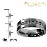 8 Mm Mens Titanium Ring Wedding Band With 9 Large Channel Setting