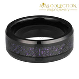 6Mm 8Mm Black Tungsten Rings For Men Women Wedding Bands Celtic Dragon Purple Carbon Fiber Inlay