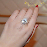 18K White Gold Filled Teardrop Halo Pear Cut 4 Carat Engagement Wedding Ring For Women
