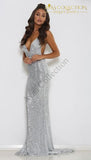 Sexy Silver/black Sequined Open Back Elegant Party Dress Floor Length Dresses