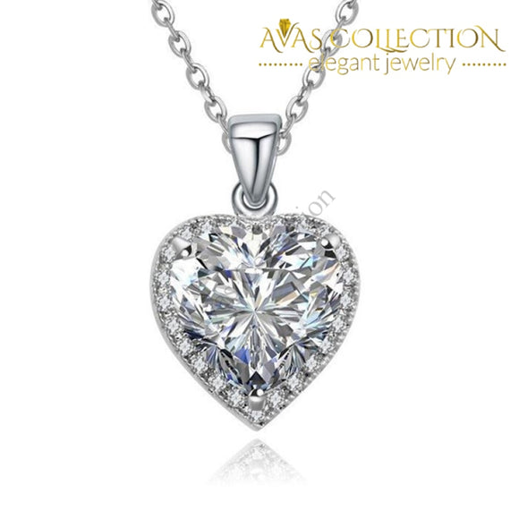 18k White Gold Filled Heart Pendant Necklace - Avas Collection