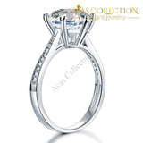 3 ct  Engagement Ring  Solid 925 Sterling Silver/ High Polished - Avas Collection