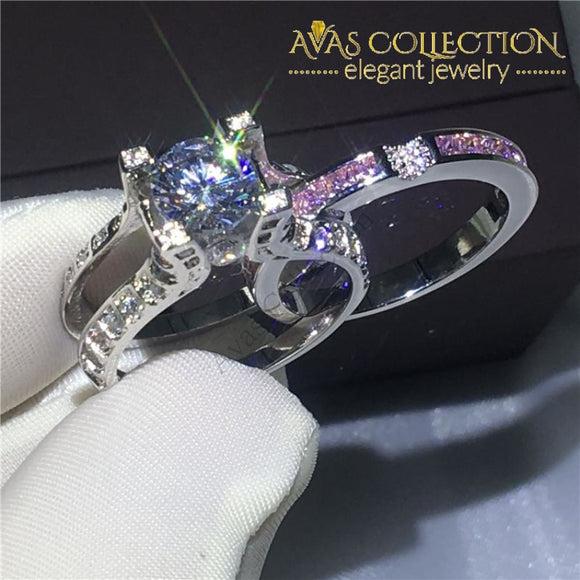 3 Colors 2-In-1 Ring Set - 10K White Gold Filled Rings