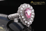 Luxury  3 style Rings/ Pink Pear Cut/ Clear/ Pink - Avas Collection