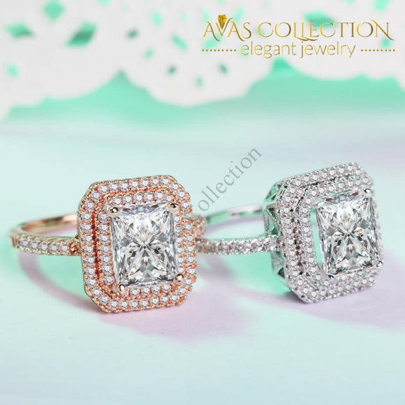 Rose Gold & 925 Sterling Silver Engagement Ring - Avas Collection