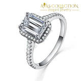 1Ct Emerald Cut Ring 10Kt White Gold Filled Rings