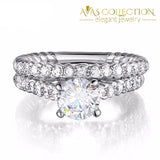 1 Carat Round Cut 2-Pcs Engagement Ring Set Rings