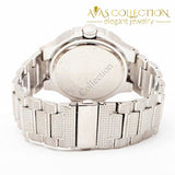 Bling-Ed Out Oblong Case Metal Mens Watch - 8475 Silver/silver: