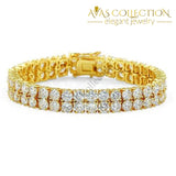 2 Rows Aaa Gold Silver Iced Out Tennis Bling Lab Simulated Diamond Bracelet 8 (Gold): Rose 7