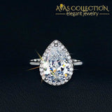 18K White Gold Filled Teardrop Halo Pear Cut 4 Carat Engagement Wedding Ring For Women