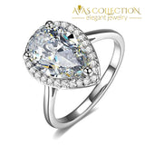 18K White Gold Filled Teardrop Halo Pear Cut 4 Carat Engagement Wedding Ring For Women 7