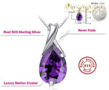 925 Sterling Silver Purple Drop Stone Pendant Necklace - Avas Collection