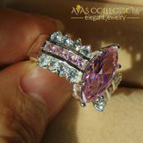 Marquise Cut Pink Stone Rings