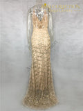 Luxurious Bling Sequined Slit Wrap Party Dress - Avas Collection