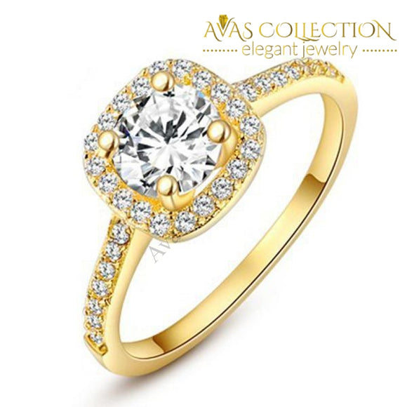 1 Carat Round 24K Gold Filled Engagement Ring - Avas Collection