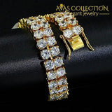 2 Rows Aaa Gold Silver Iced Out Tennis Bling Lab Simulated Diamond Bracelet 8 (Gold):