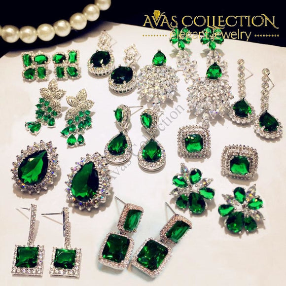 Luxury Green Stone Earrings Collection Drop