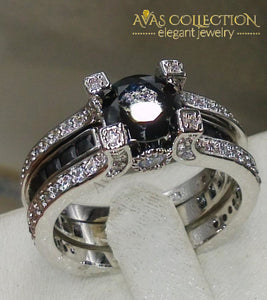 Round Black Wedding Ring Rings