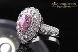Luxury  3 style Rings/ Pink Pear Cut/ Clear/ Pink - Avas Collection