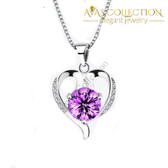Heart Shape Purple/White Necklace - Avas Collection