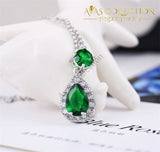 Created Emerald Water Drop 925 Sterling Silver Pendant Necklace - Avas Collection