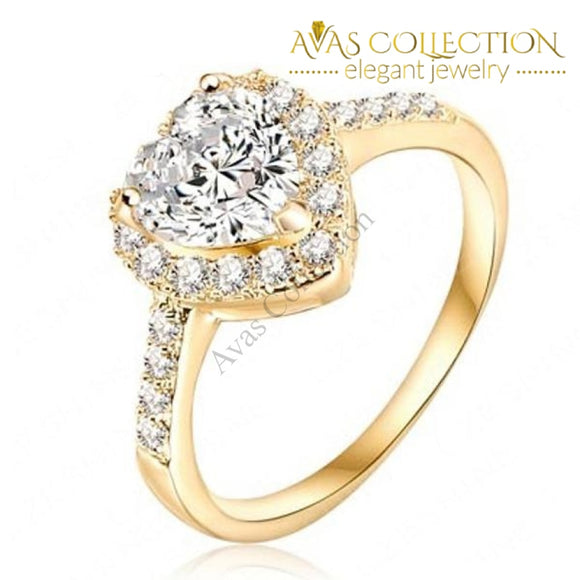 10mm Heart Engagement Ring 24K Gold Filled  / Promise Ring - Avas Collection