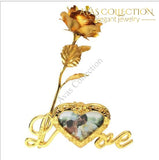 24K Gold Rose With Love Stand Frame Artificial & Dried Flowers