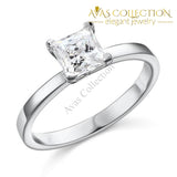 1 Ct Princess Cut Solid 925 Silver Solitaire  Engagement Ring / High Polished - Avas Collection