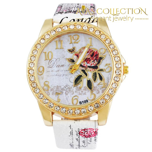 Flower Rhinestone Watch Womens Watches