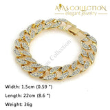 3 Pcs / 24 Iced Out Cuban Stone Chain/ Bracelet/ Watch Set Jewelry Sets