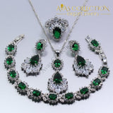 925 Sterling Silver Green Created Emerald Women 4PCS Jewelry Set - Avas Collection