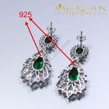 925 Sterling Silver Green Created Emerald Women 4PCS Jewelry Set - Avas Collection