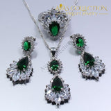 925 Sterling Silver Green Created Emerald Women 4PCS Jewelry Set - Avas Collection