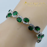 925 Sterling Silver Green Simulated Emerald Elegant Women Jewelry Set - Avas Collection