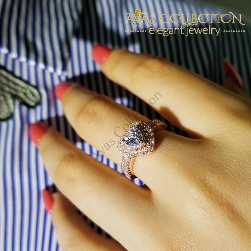 Heart Ring Rose Gold And Silver Promise Ring Heart Shaped Promise