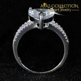 Solid 925 Sterling Silver Ring Finger Heart Shape Stone Ring - Avas Collection