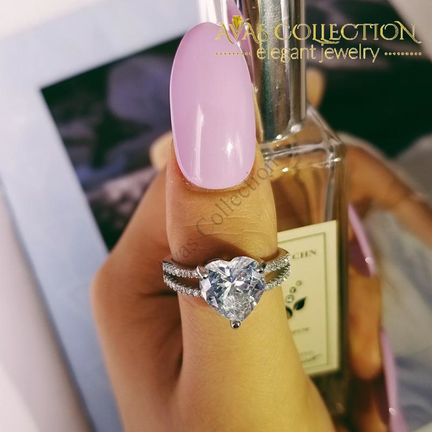 Maisie Solid 925 Sterling Silver Ring Finger Heart Shape Stone