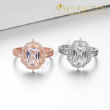 925 Sterling Silver Rose Gold Color Engagement Ring For Women Wedding Anniversary Party Gift Brand