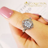 925 Sterling Silver Rose Gold Color Engagement Ring For Women Wedding Anniversary Party Gift Brand