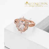 925 Sterling Silver Rose Gold Color Engagement Ring For Women Wedding Anniversary Party Gift Brand