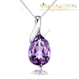 925 Sterling Silver Purple Drop Stone Pendant Necklace - Avas Collection