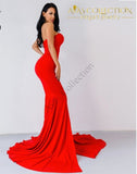 Black/ Red Sexy Wrapped Chest Symmetric Long Party Dress - Avas Collection