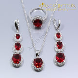 925 Silver Simulated Ruby 4PCS Wedding Jewelry Set - Avas Collection
