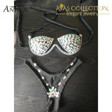 Luxury Rhinestone Thong Bikini 2018 Crystal Diamond  Swimsuit Push Up - Avas Collection