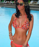 Brazilian Bikini set Multi Colorful Rhinestone Female - Avas Collection