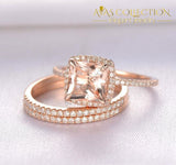 10KT Rose Gold Filled Princess Cut/ 3 pcs - Avas Collection